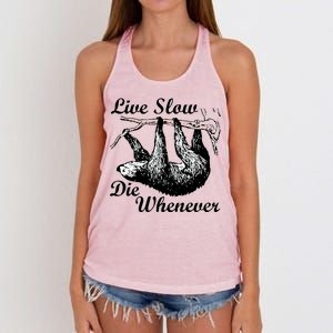 Live Slow Die Whenever Sloth Women's Knotted Racerback Tank