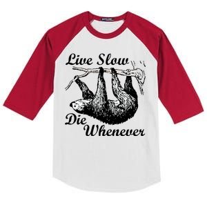 Live Slow Die Whenever Sloth Kids Colorblock Raglan Jersey