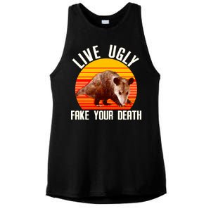 Live Ugly Fake Your Death Ladies PosiCharge Tri-Blend Wicking Tank