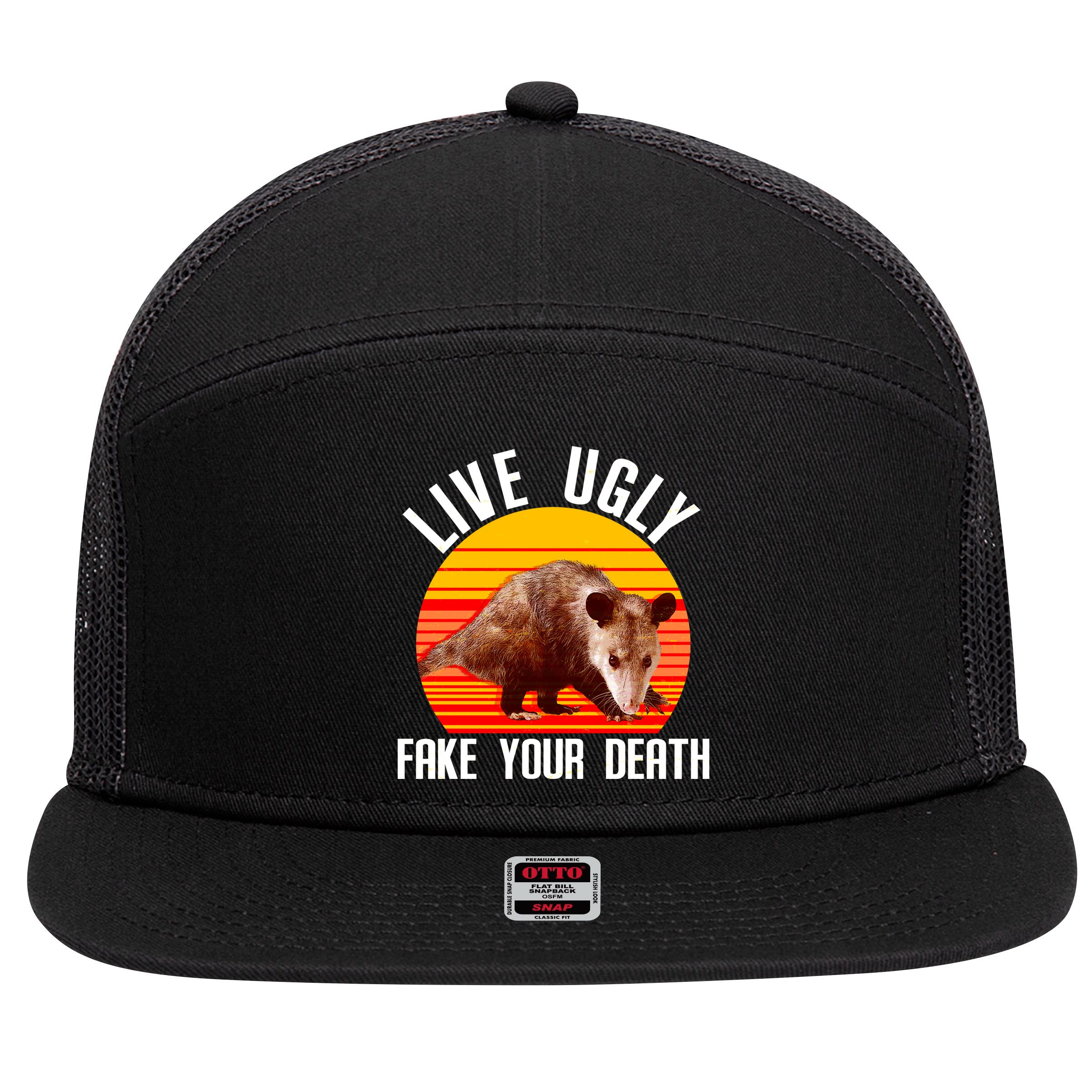 Live Ugly Fake Your Death 7 Panel Mesh Trucker Snapback Hat
