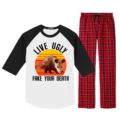 Live Ugly Fake Your Death Raglan Sleeve Pajama Set