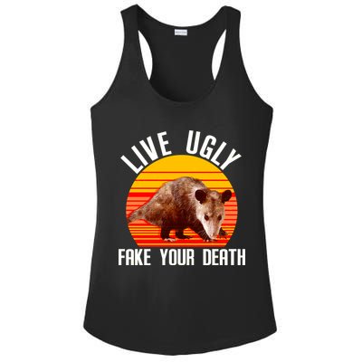 Live Ugly Fake Your Death Ladies PosiCharge Competitor Racerback Tank