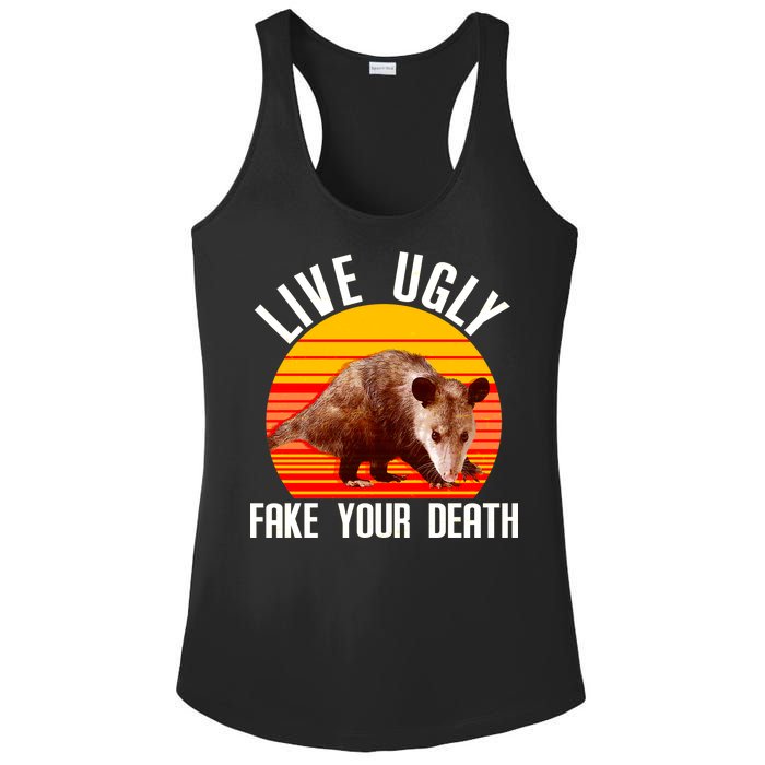 Live Ugly Fake Your Death Ladies PosiCharge Competitor Racerback Tank