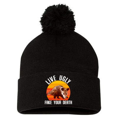 Live Ugly Fake Your Death Pom Pom 12in Knit Beanie