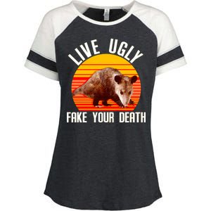 Live Ugly Fake Your Death Enza Ladies Jersey Colorblock Tee