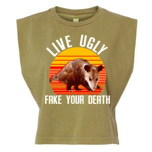 Live Ugly Fake Your Death Garment-Dyed Women's Muscle Tee