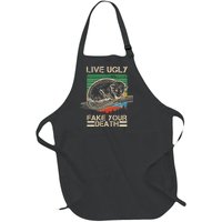 Live Ugly Fake Your Death Retro Vintage Opossum Full-Length Apron With Pockets