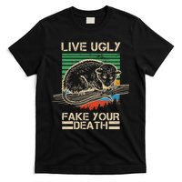 Live Ugly Fake Your Death Retro Vintage Opossum T-Shirt