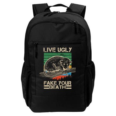 Live Ugly Fake Your Death Retro Vintage Opossum Daily Commute Backpack