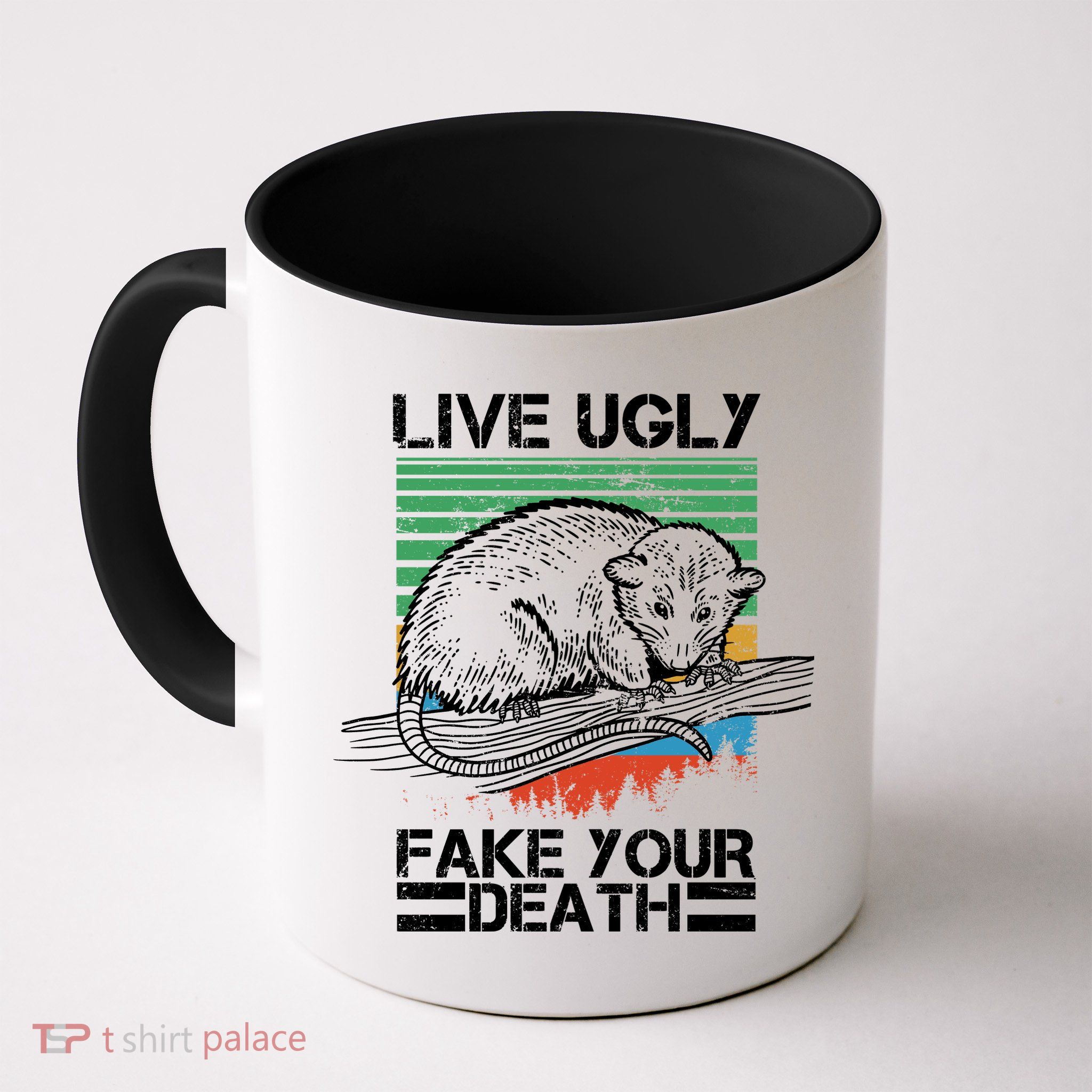 Live Ugly Fake Your Death Retro Vintage Opossum Mug