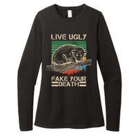 Live Ugly Fake Your Death Retro Vintage Opossum Womens CVC Long Sleeve Shirt