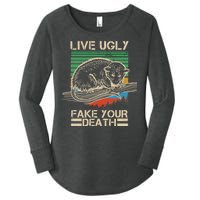 Live Ugly Fake Your Death Retro Vintage Opossum Women's Perfect Tri Tunic Long Sleeve Shirt