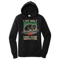 Live Ugly Fake Your Death Retro Vintage Opossum Women's Pullover Hoodie