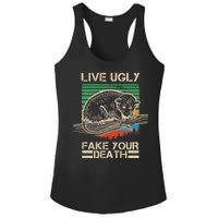 Live Ugly Fake Your Death Retro Vintage Opossum Ladies PosiCharge Competitor Racerback Tank