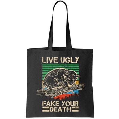 Live Ugly Fake Your Death Retro Vintage Opossum Bag
