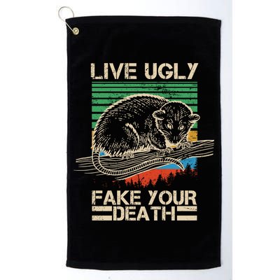 Live Ugly Fake Your Death Retro Vintage Opossum Golf Towel