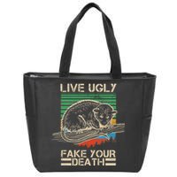 Live Ugly Fake Your Death Retro Vintage Opossum Zip Tote Bag