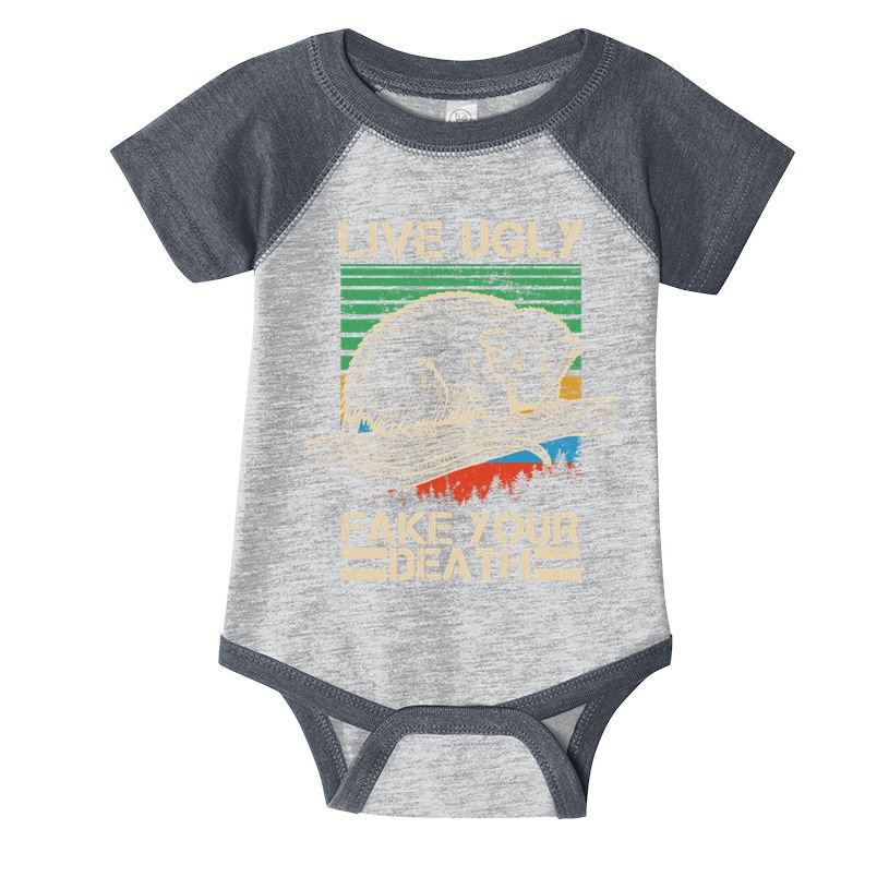 Live Ugly Fake Your Death Retro Vintage Opossum Infant Baby Jersey Bodysuit