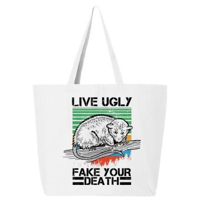 Live Ugly Fake Your Death Retro Vintage Opossum 25L Jumbo Tote