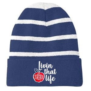 Livin That Teacher Life Striped Beanie with Solid Band