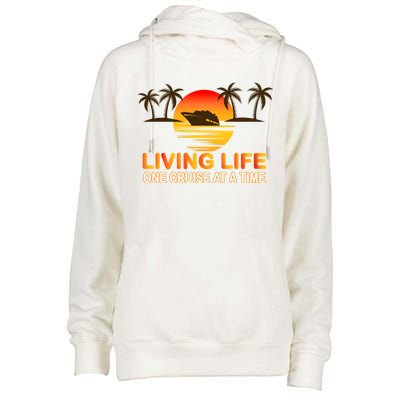 Living Life One Cruse At A Time Womens Funnel Neck Pullover Hood