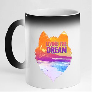 Living The Dream Californian Beach Wolf Head 11oz Black Color Changing Mug