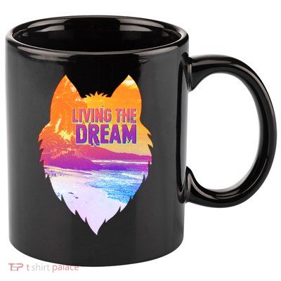 Living The Dream Californian Beach Wolf Head 11oz C Handle Ceramic Mug
