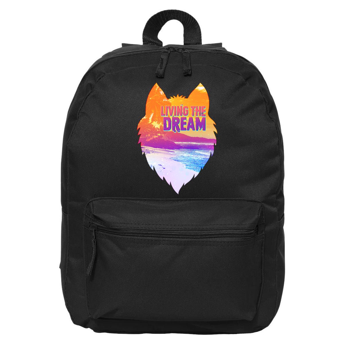 Living The Dream Californian Beach Wolf Head 16 in Basic Backpack