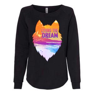 Living The Dream Californian Beach Wolf Head Womens California Wash Sweatshirt