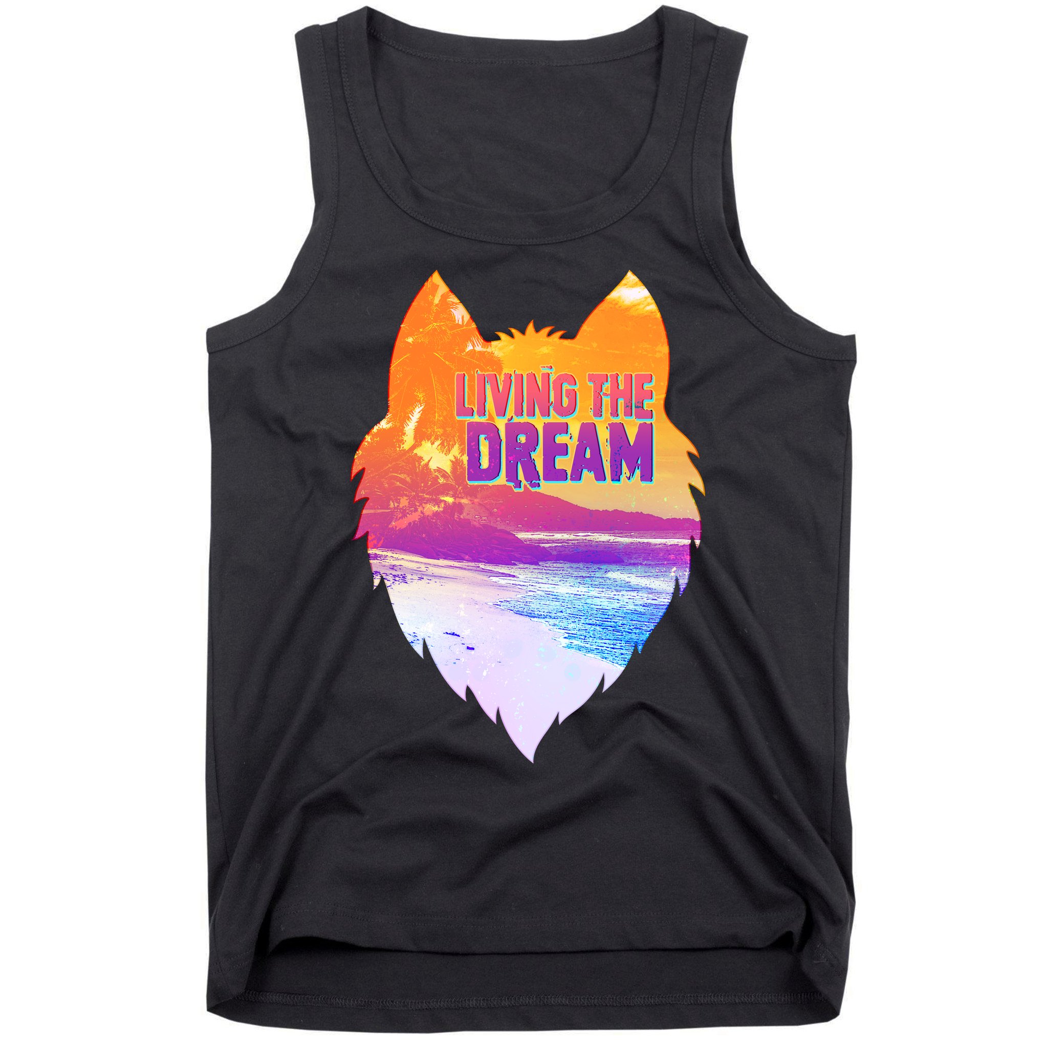 Living The Dream Californian Beach Wolf Head Tank Top