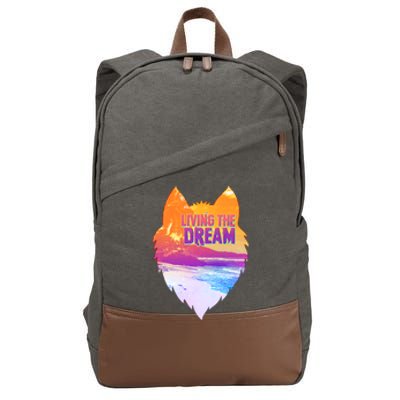 Living The Dream Californian Beach Wolf Head Cotton Canvas Backpack