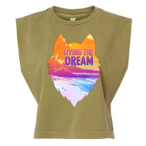 Living The Dream Californian Beach Wolf Head Garment-Dyed Women's Muscle Tee