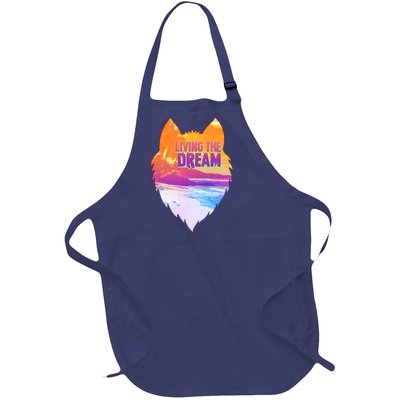 Living The Dream Californian Beach Wolf Head Full-Length Apron With Pockets