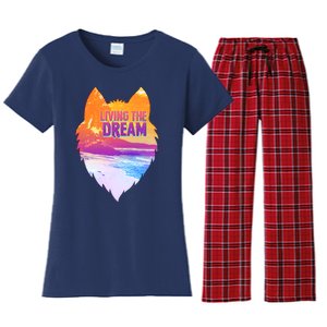 Living The Dream Californian Beach Wolf Head Women's Flannel Pajama Set