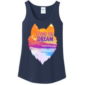 Living The Dream Californian Beach Wolf Head Ladies Essential Tank