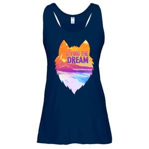 Living The Dream Californian Beach Wolf Head Ladies Essential Flowy Tank