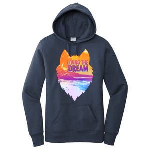 Living The Dream Californian Beach Wolf Head Women's Pullover Hoodie