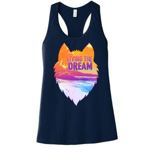 Living The Dream Californian Beach Wolf Head Women's Racerback Tank