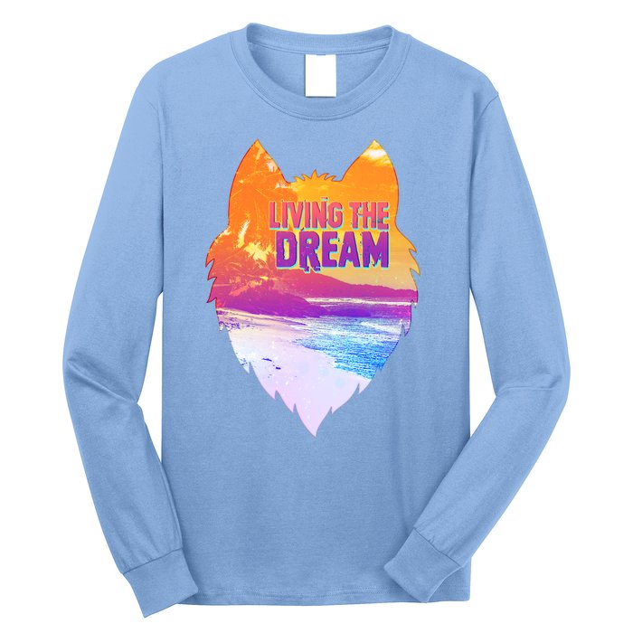 Living The Dream Californian Beach Wolf Head Long Sleeve Shirt