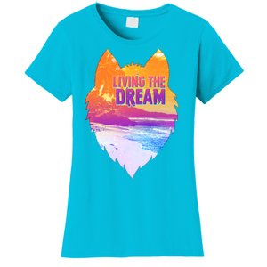 Living The Dream Californian Beach Wolf Head Women's T-Shirt