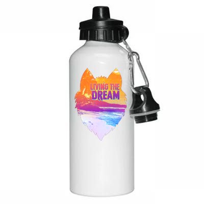 Living The Dream Californian Beach Wolf Head Aluminum Water Bottle 