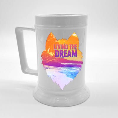 Living The Dream Californian Beach Wolf Head Beer Stein