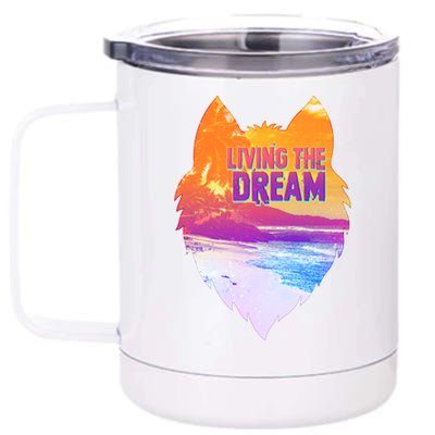 Living The Dream Californian Beach Wolf Head 12 oz Stainless Steel Tumbler Cup