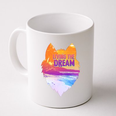 Living The Dream Californian Beach Wolf Head Coffee Mug