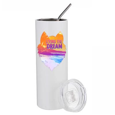 Living The Dream Californian Beach Wolf Head Stainless Steel Tumbler