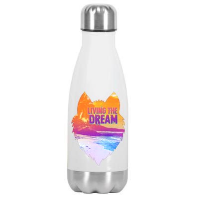 Living The Dream Californian Beach Wolf Head Stainless Steel Insulated Water Bottle