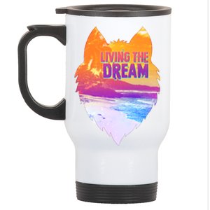 Living The Dream Californian Beach Wolf Head Stainless Steel Travel Mug