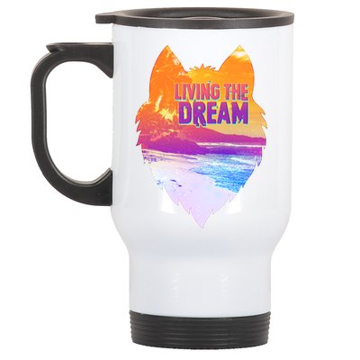 Living The Dream Californian Beach Wolf Head Stainless Steel Travel Mug