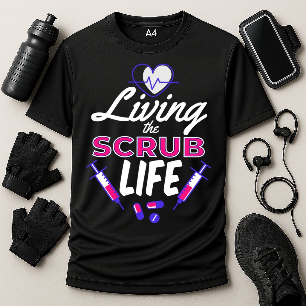 Living The Scrub Life Nurse Cooling Performance Crew T-Shirt
