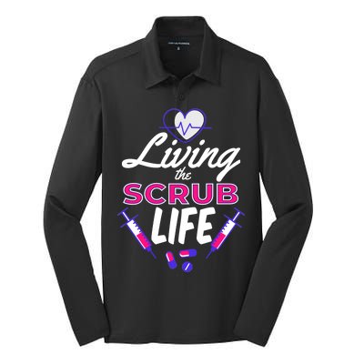 Living The Scrub Life Nurse Silk Touch Performance Long Sleeve Polo